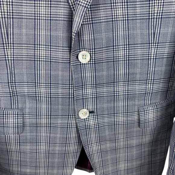 Mens Loro Piana Superfine Wool Blue Checkered Sport Blazer Suit Jacket Size 42R - Picture 6 of 9